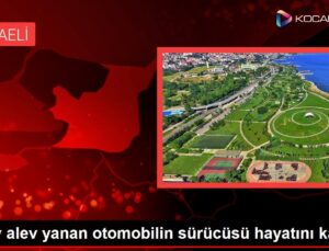 Alev alev yanan otomobilin sürücüsü hayatını kaybetti