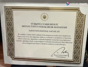 Bilecik Belediyesi İtfaiye Çalışanlarına Devlet Üstün Fedakarlık Madalyası Verildi