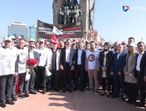 HAK-İŞ Taksim Cumhuriyet Anıtı’na çelenk bıraktı