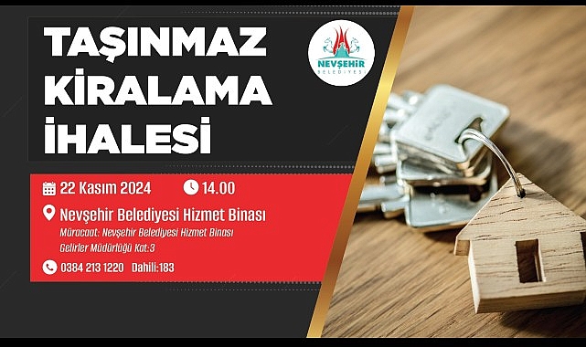 Nevşehir Belediyesi’nden taşınmaz kiralama ihalesi.