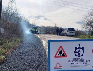 Büyükşehir’den çöken yola anında müdahale